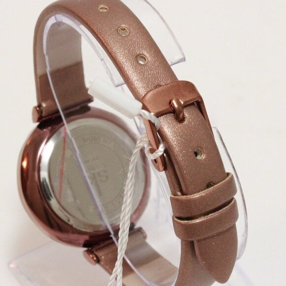 Ladies Casual Watch Ginkgo Biloba Design Dial Coffee Colored Strap 32mm - Picture 11 of 11